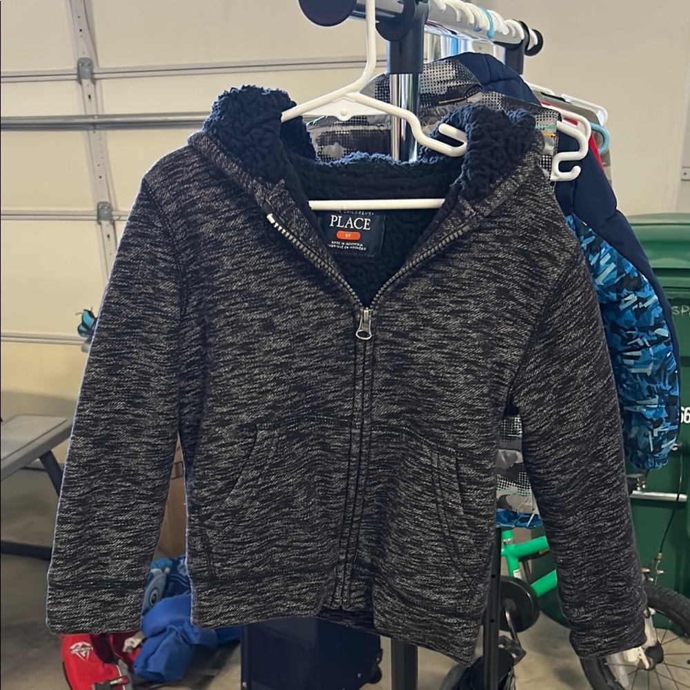 The Children's Place Gray Zip-Up Hoodie Sweatshirt